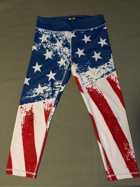 American Flag Print Leggings - Red, White & Blue